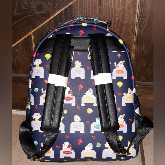 Loungefly Disney Snow White & the Seven Dwarves Beds Allover Print Mini Backpack - Picture 5 of 11